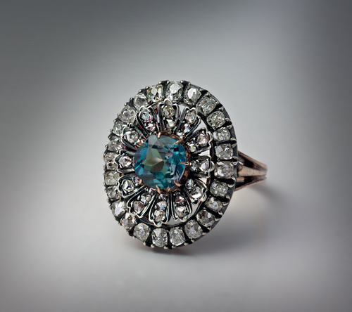 Round Alexandrite Ring Sterling Silver Vintage Alexandrite Engagement –  joojewel