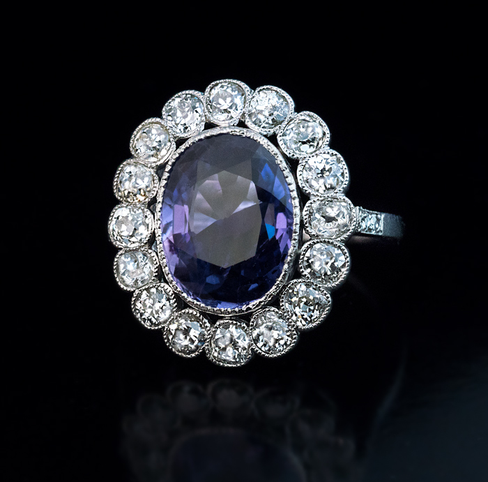 1920s 5 Carat Plum Sapphire Diamond Platinum Engagement Ring at 1stDibs | plum  diamonds, sapphire plum, plum saphire