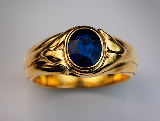 Asscher Cut Blue Sapphire Mens Signet Ring | Berlinger Jewelry