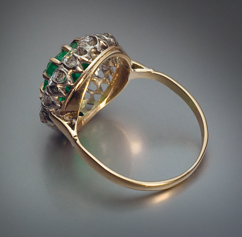 1.75 ct Emerald and Diamond Cluster Ring c.1890 - Antique Jewelry ...
