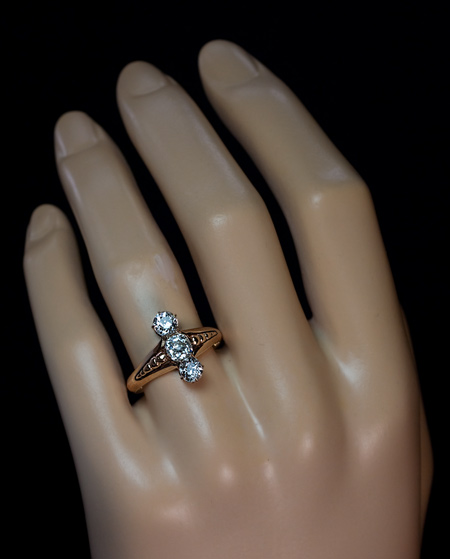 Three Stone Diamond Ring | Vintage Russian Diamond Ring - Antique ...
