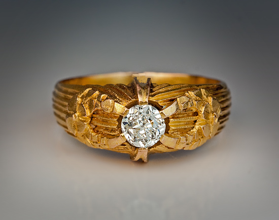 Vintage 0.55 Ct Old European Diamond Men's Ring - Antique Jewelry ...