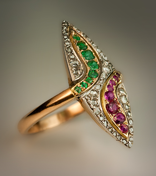 Emerald, Ruby, and Sapphire Snake Bracelet