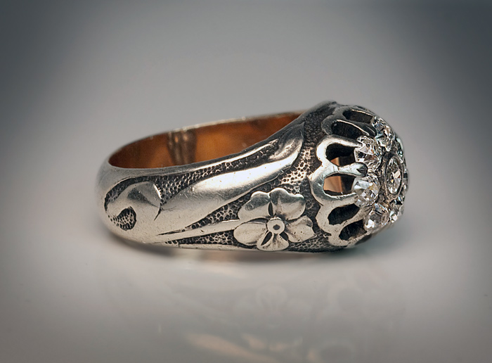 Antique Sterling Silver 1904 Floral Spoon Ring - Made to Order