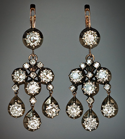 Long Victorian Garnet Chandelier Earrings