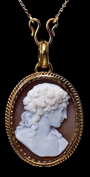 Locket Lady Cameo of Lady Blue Agate Italian Jewelry Venice - Jovon