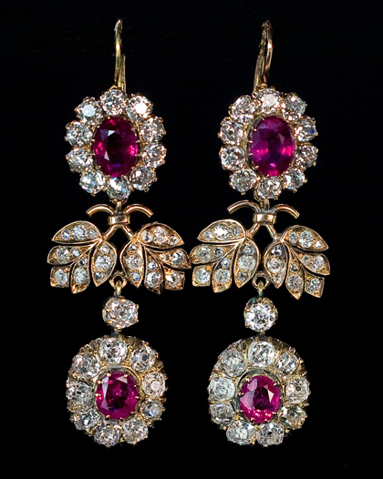 Buy Turkish Vintage Ruby Earrings in Silver Earrings