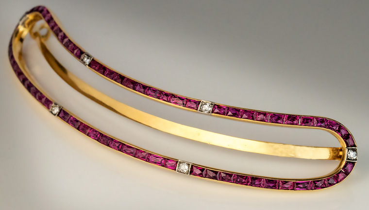 Rare Antique Gold Ruby Diamond Hair Clip - Antique Jewelry | Vintage Rings  | Faberge EggsAntique Jewelry | Vintage Rings | Faberge Eggs