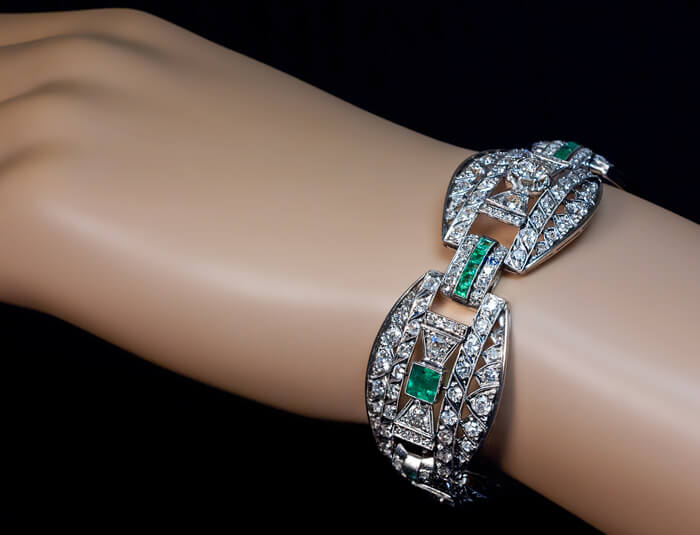 Platinum  Diamond  Emerald Bracelet c1930s   Instagram