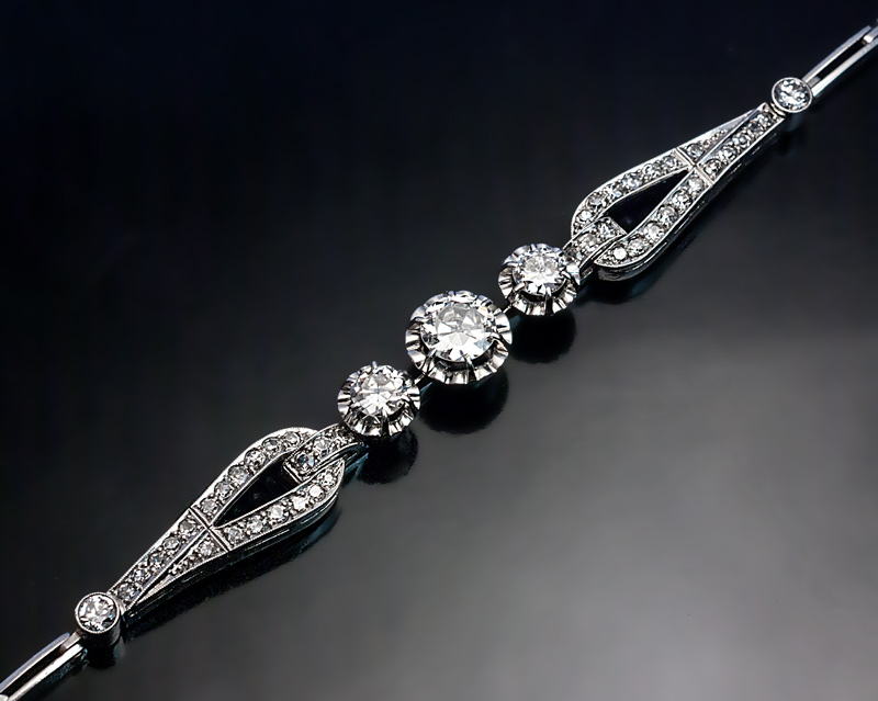 Art Deco Vintage Diamond Platinum Bracelet - Antique Jewelry | Vintage ...