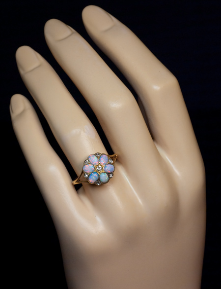 Vintage 1.5CT Oval Australian Opal Engagement Ring Diamond Vine Wedding Band
