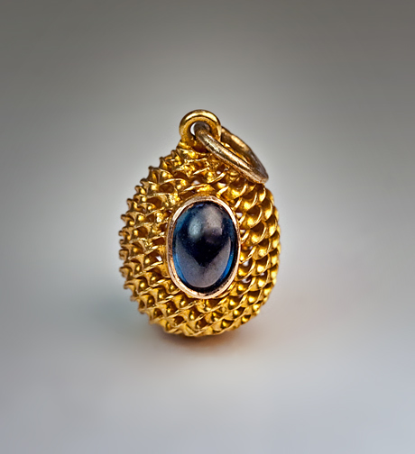 Antique Filigree Gold and Cabochon Sapphire Egg Pendant - Antique ...
