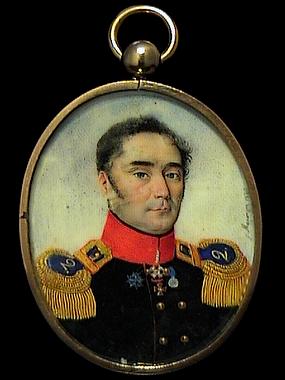 Miniature Portrait of Russian Officer Napolionic War Uniform - Antique ...