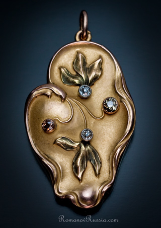Gold and Diamond Pendant Locket | Russian Imperial Era - Antique ...
