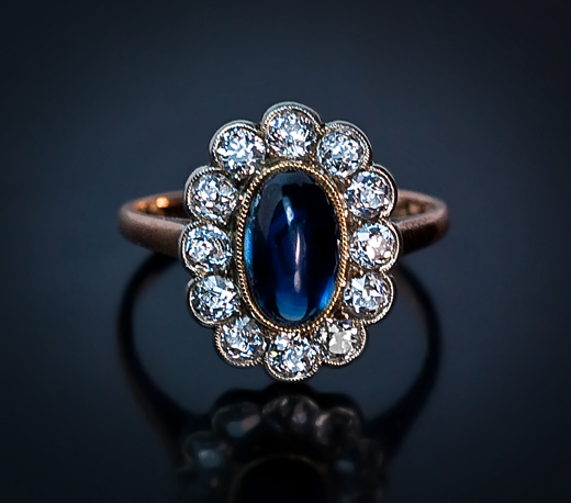 Georgian Jewelry | The Three Graces | Edwardian Cabochon Sapphire