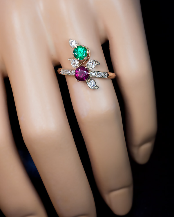 Luxurious Natural Emerald & Diamond Halo Ring in 14k Real Rose Gold