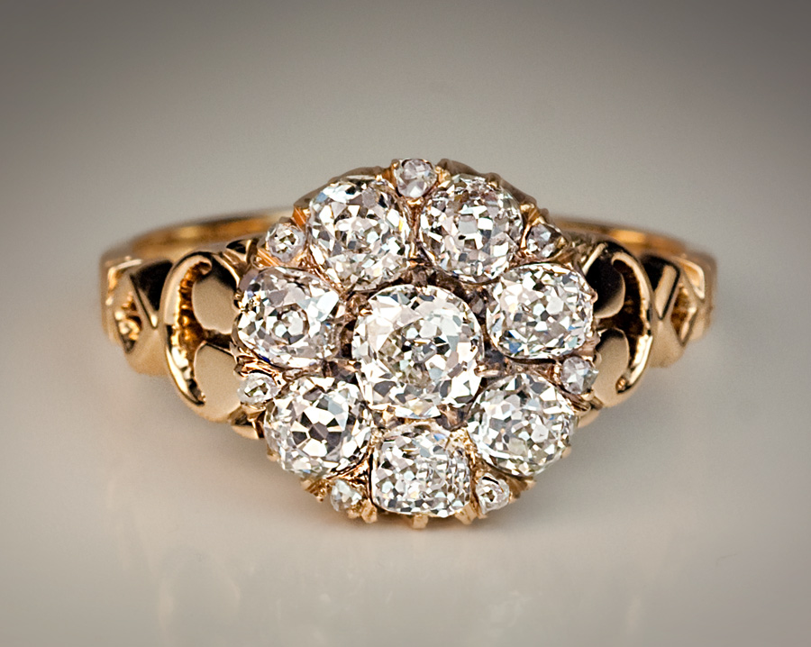 Antique Diamond Cluster Ring Russian 1880s - Antique Jewelry | Vintage ...