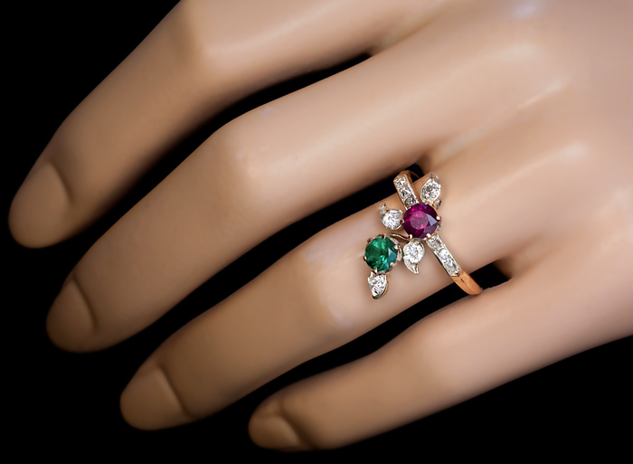 Pr-134 Perrian 18KT Gold, Diamond, Emerald and Ruby Ring for Women at Rs  37600 in Surat
