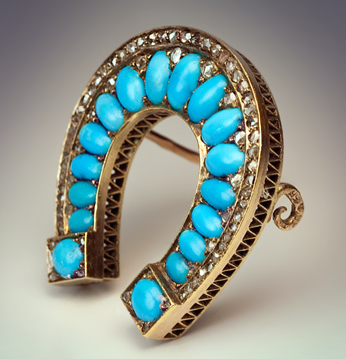 Antique Persian Turquoise Jewelry | Horseshoe Brooch - Antique Jewelry ...