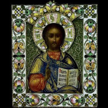 Antique Russian enamel icon of Christ
