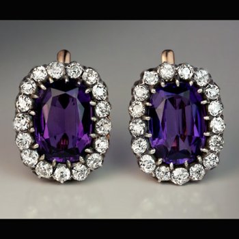 amethyst and diamond earrings