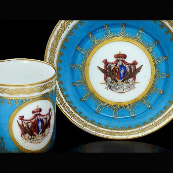 Antique 18th century Sevres porcelain cup and saucer