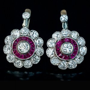 antique diamond and ruby earrings