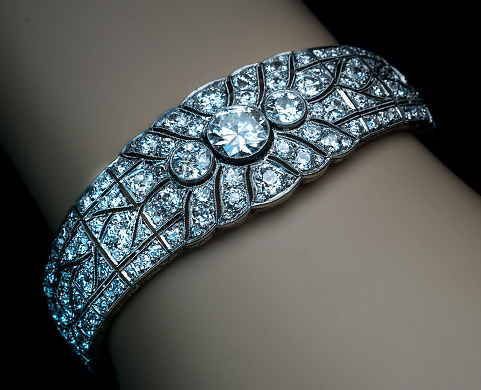 Art Deco Diamond Bracelet Platinum 9Ct Of Diamond  Antique Jewellery Online