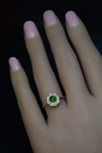 demantoid and diamond cluster ring