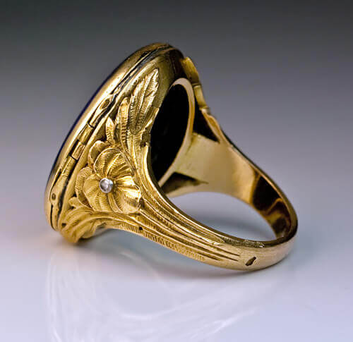 Antique French Enamel Poison Locket Ring c. 1890 - Antique Jewelry ...