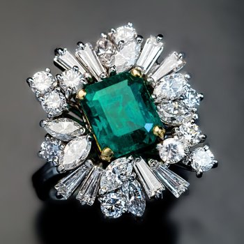 vintage emerald and diamond estate engagement ring