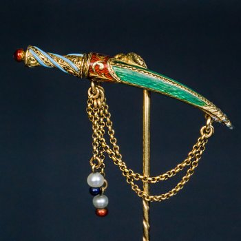 antique gold and enamel tie stickpin