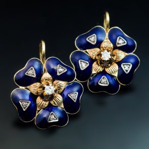 antique Victorian blue enamel earrings