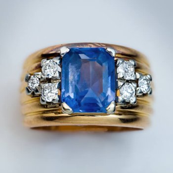 vintage unheated sapphire and diamond ring
