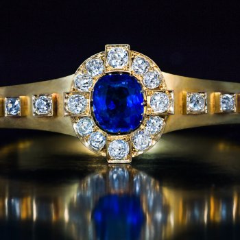 antique sapphire and diamond gold bangle bracelet - Victorian jewelry
