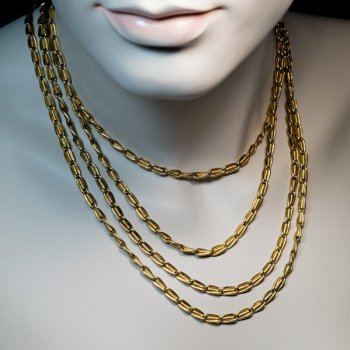 antique gold long link chain necklace