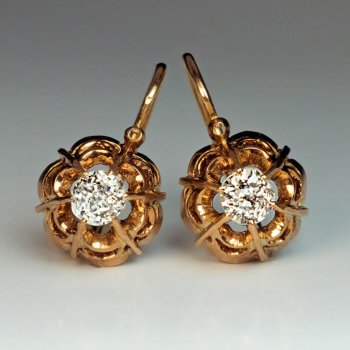 victorian earrings - old mine cut diamond and gold earrings