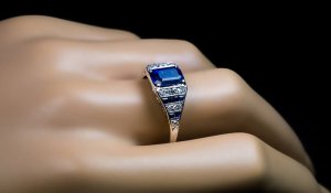 vintage sapphire and diamond engagement Art Deco rings