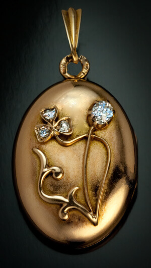 Lockets - Antique Diamond Gold ART NOUVEAU Locket Necklace - Antique ...