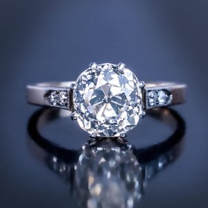 2 ct old mine cut diamond antique ring