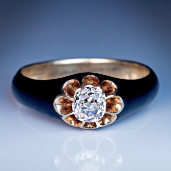 antique black enamel ring