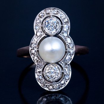 Antique Edwardian diamond and pearl ring