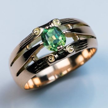 vintage rose gold rings - demantoid garnet ring