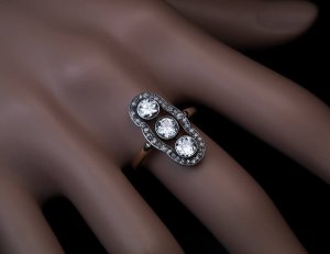 antique edwardian three diamond ring