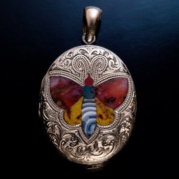 antique butterfly gold locket 1800s