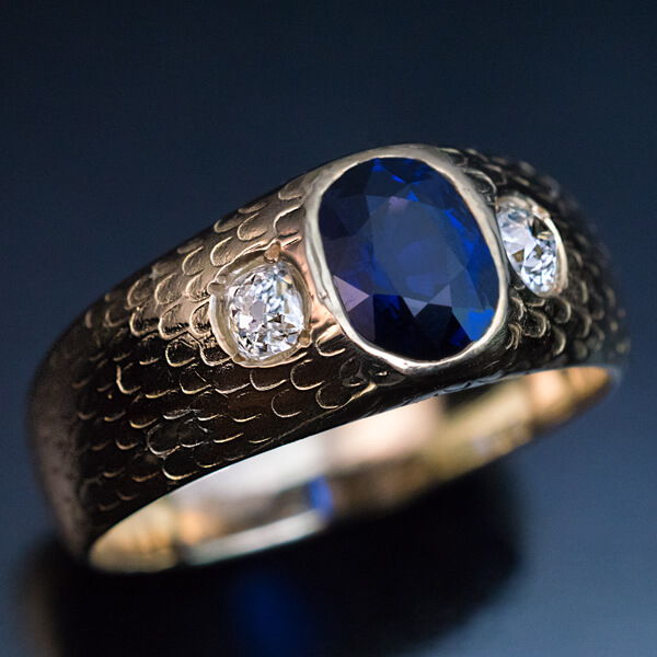 Vintage Mens Ring 14k Gold with Ceylon Blue Sapphire | Exquisite Jewelry  for Every Occasion | FWCJ