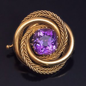 antique amethyst and gold knot brooch pin - Victorian jewelry