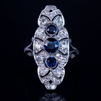 Art Deco rings - diamond sapphire platinum ring