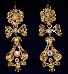antique gold filigree day to night earrings