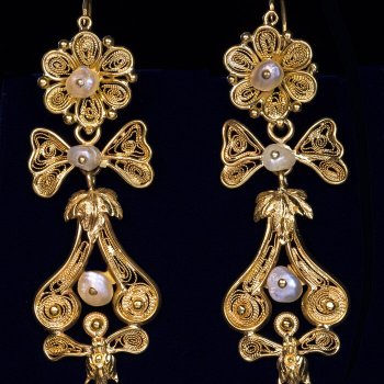 antique gold filigree day to night earrings